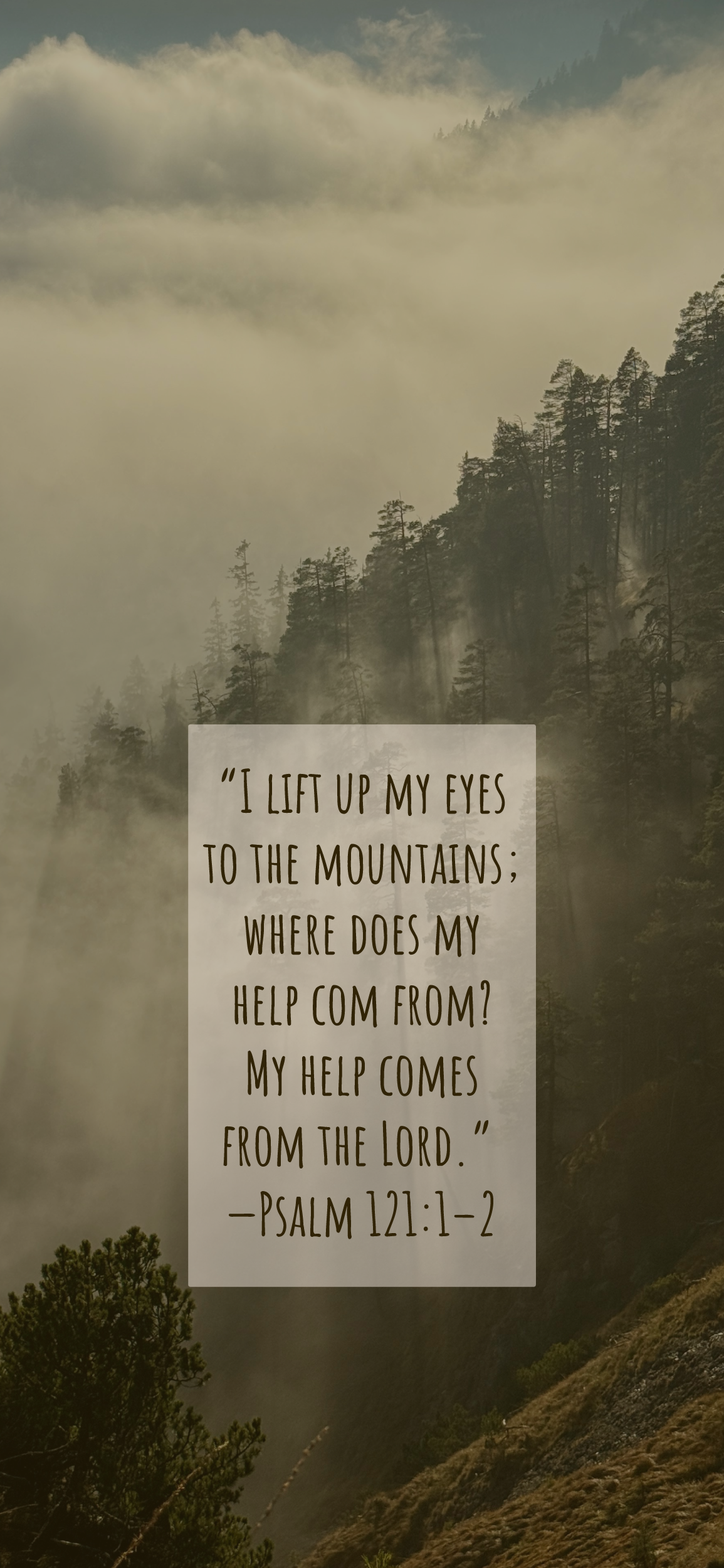 Mountainside with Psalm 121:1-2 verse