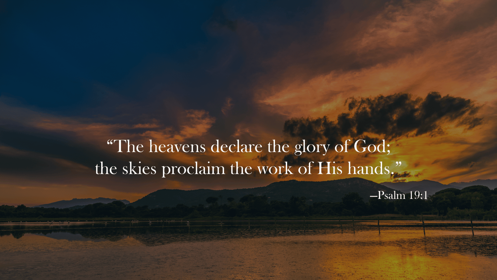 Ocean sunset with Psalm 19:1 verse