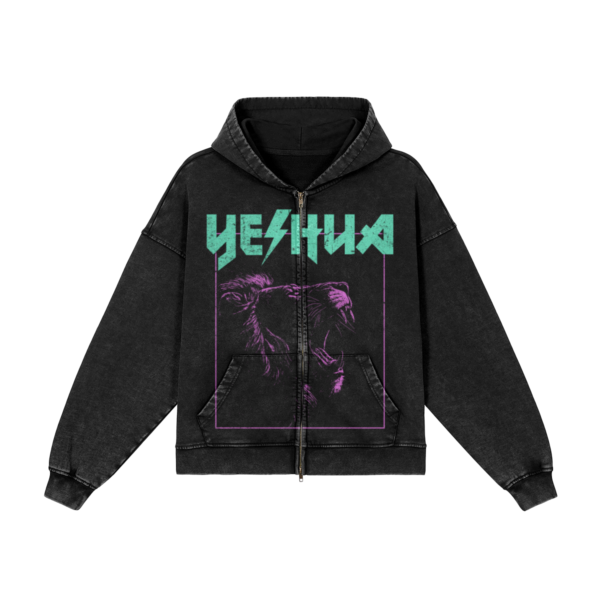 Yeshua Oversized Heavyweight Zip-up Hoodie (Black)