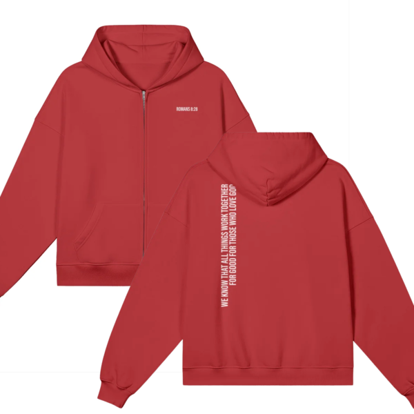 Romans 8:28 Zip-up Hoodie